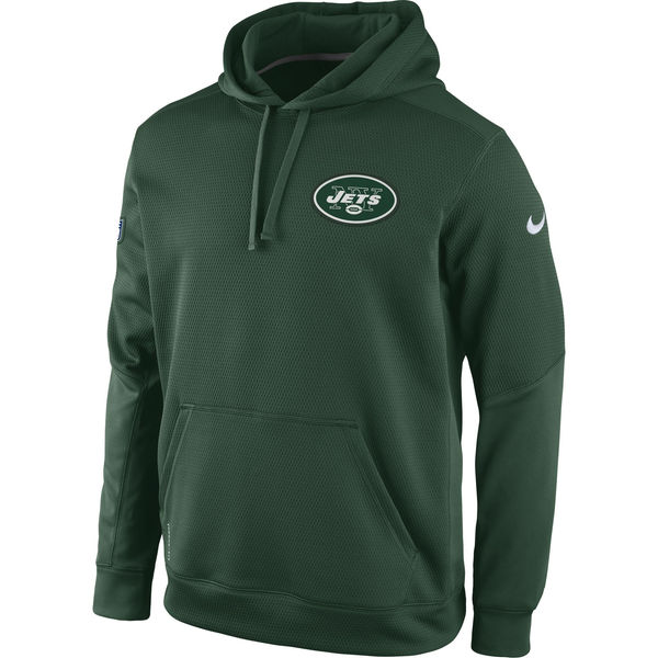 Men New York Jets Nike KO Chain Fleece Pullover Performance Hoodie Green